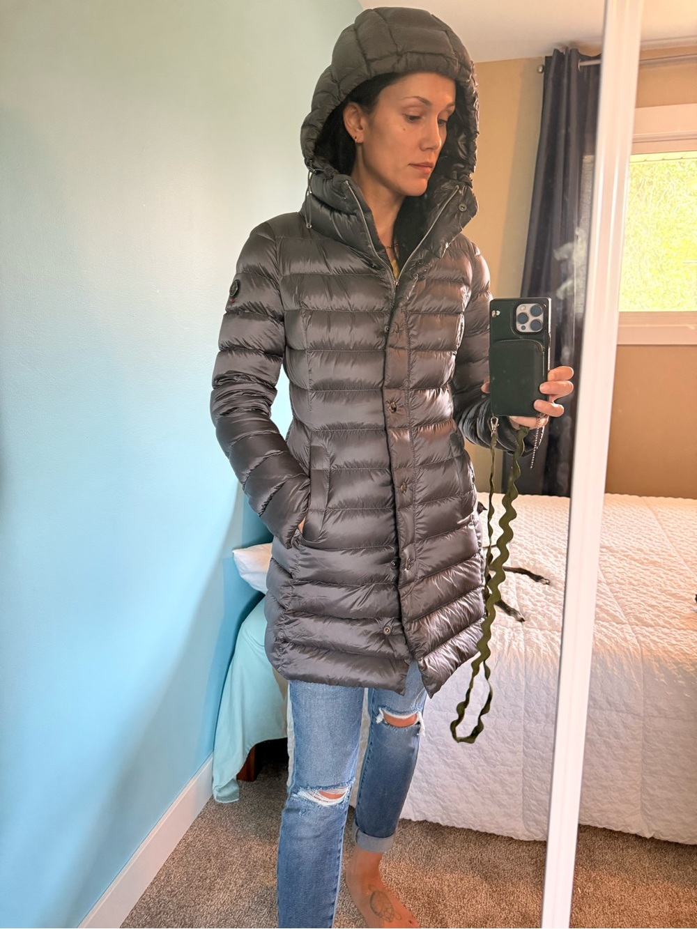 Down Puffer Coat in Gray